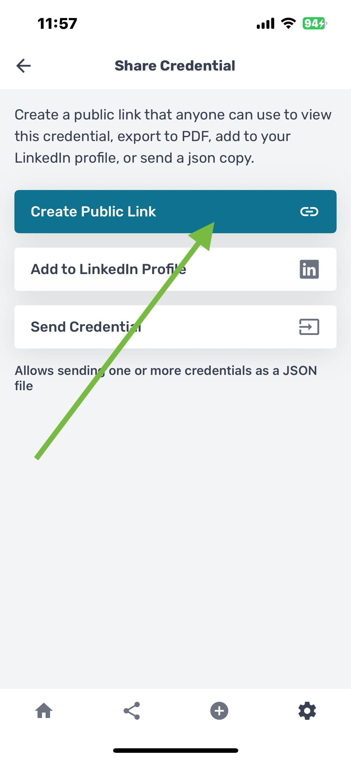 Credential added confirmation